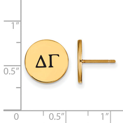 Gold Plated Sterling Silver Logoart Delta Gamma Sorority Greek Letters Black Enamel Post Earrings