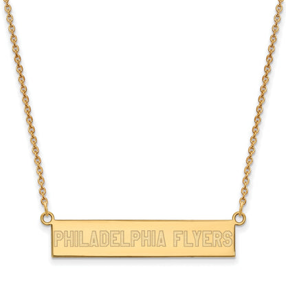 Gold Plated Sterling Silver Nhl Logoart Philadelphia Flyers Small Bar 18 Inch Necklace