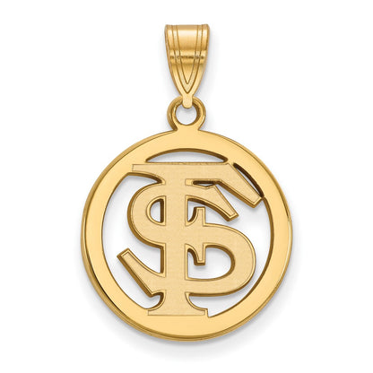 Gold Plated Sterling Silver Logoart Florida State University F S Medium Circle Pendant