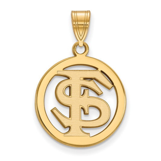 Gold Plated Sterling Silver Logoart Florida State University F S Medium Circle Pendant