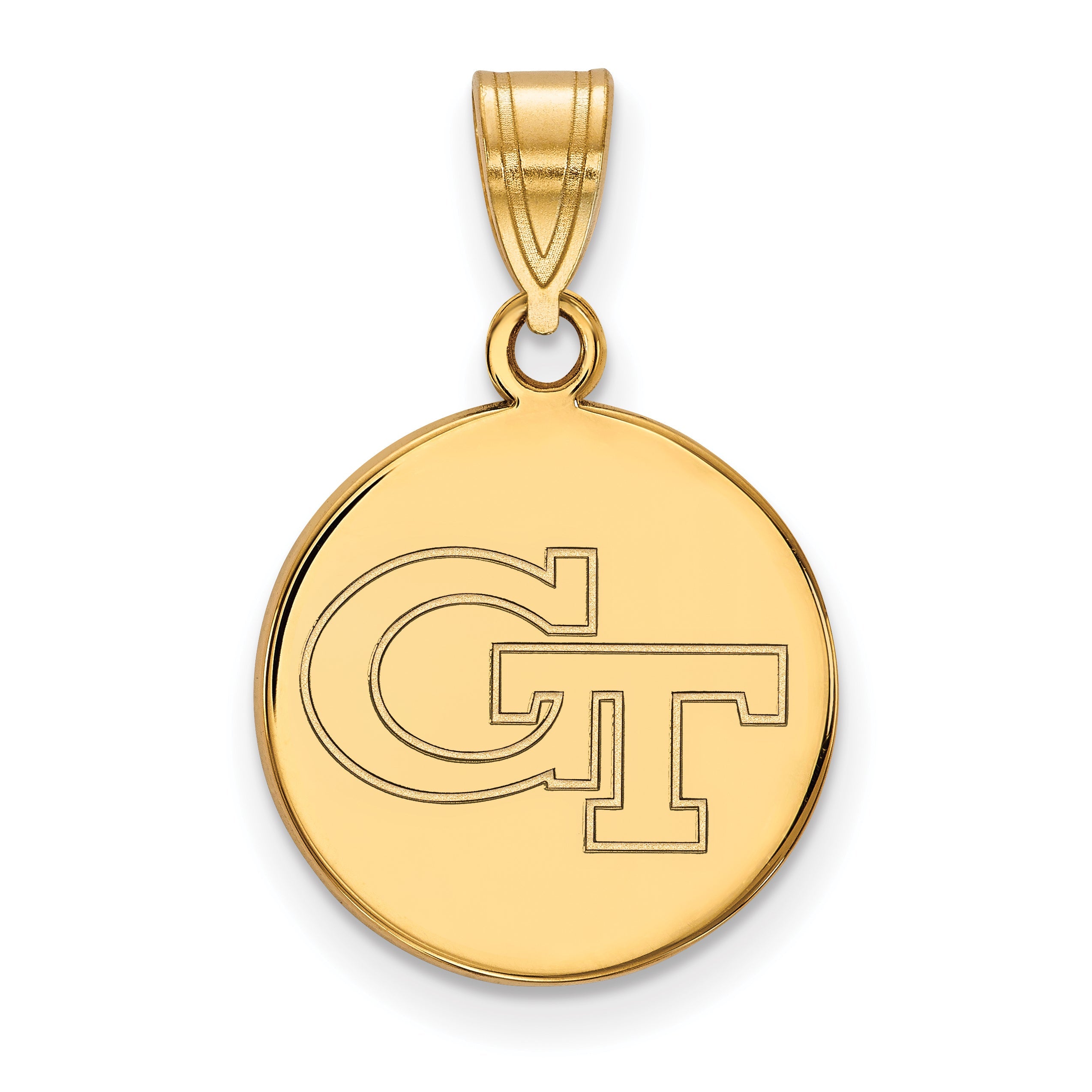 14K Yellow Gold Logoart Georgia Institute Of Technology G T Medium Disc Pendant