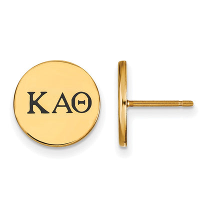 Gold Plated Sterling Silver Logoart Kappa Alpha Theta Sorority Greek Letters Black Enamel Post Earrings