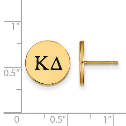 Gold Plated Sterling Silver Logoart Kappa Delta Sorority Greek Letters Black Enamel Post Earrings
