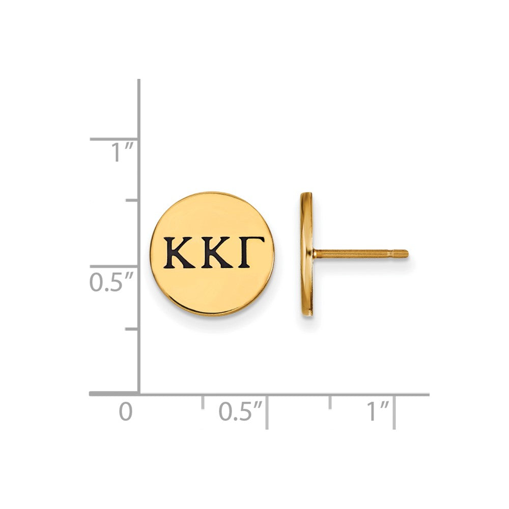 Gold Plated Sterling Silver Logoart Kappa Gamma Sorority Greek Letters Black Enamel Post Earrings