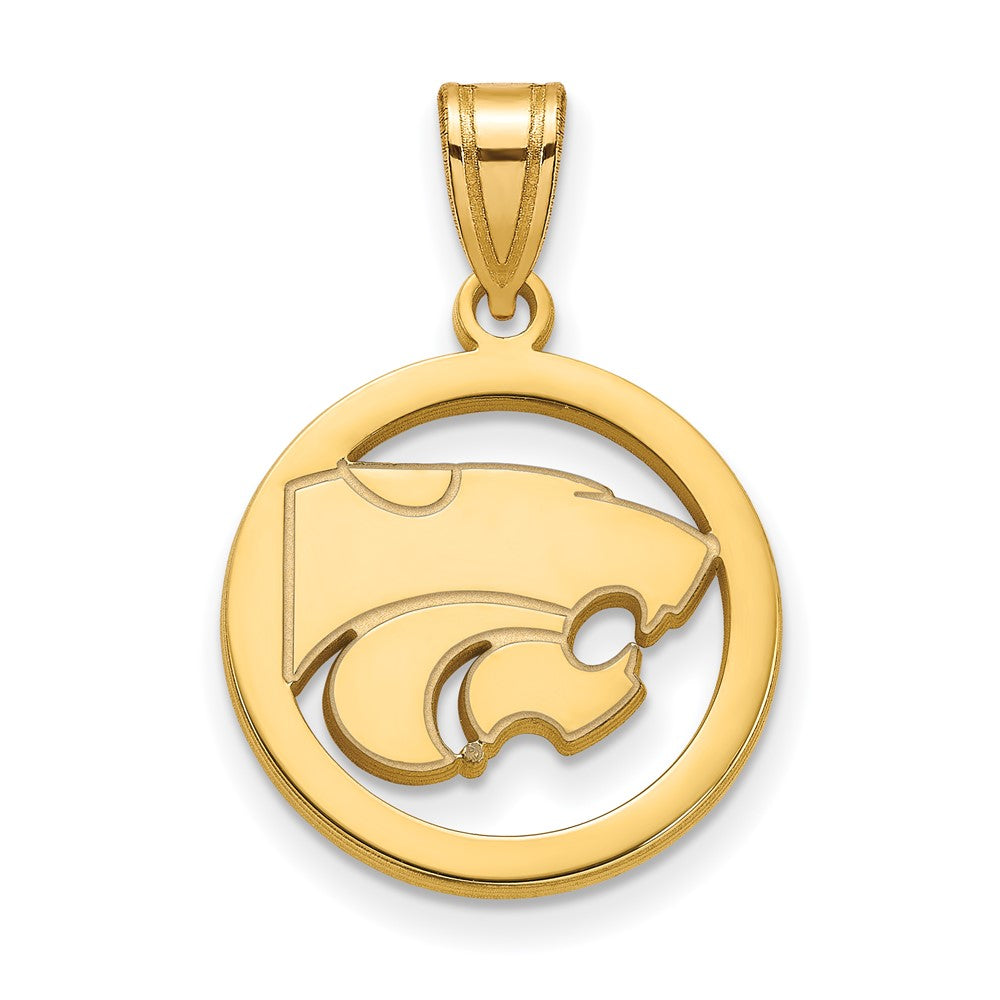 Gold Plated Sterling Silver Logoart Kansas State University Wildcat Medium Circle Pendant