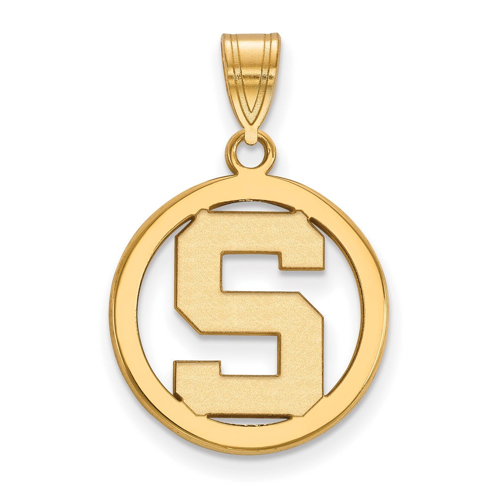 Gold Plated Sterling Silver Logoart Michigan State University Letter S Small Circle Pendant