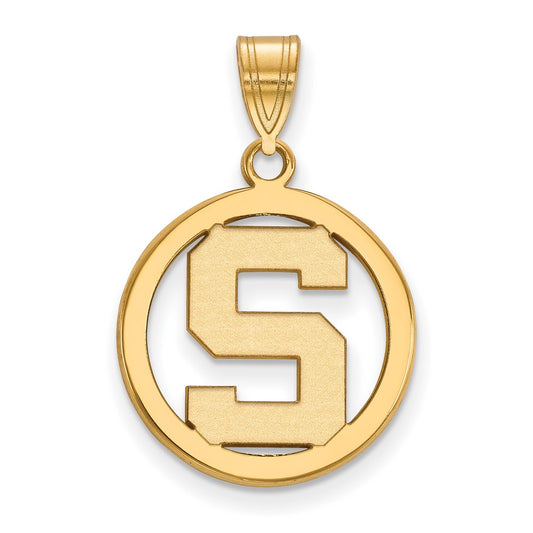 Gold Plated Sterling Silver Logoart Michigan State University Letter S Small Circle Pendant