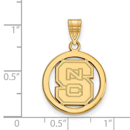 Gold Plated Sterling Silver Logoart North Carolina State University N C S Small Circle Pendant