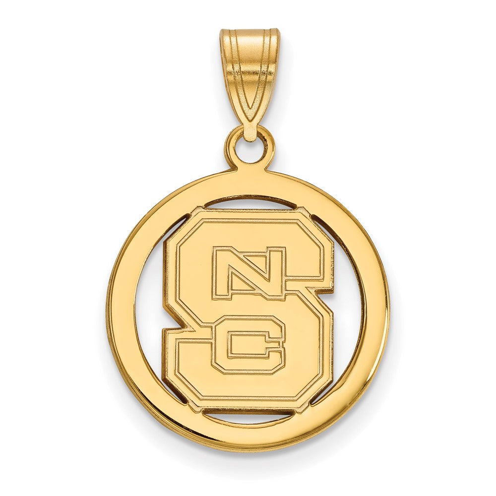 Gold Plated Sterling Silver Logoart North Carolina State University N C S Small Circle Pendant