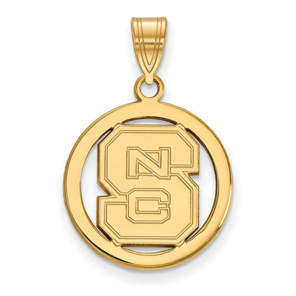 Gold Plated Sterling Silver Logoart North Carolina State University N C S Small Circle Pendant