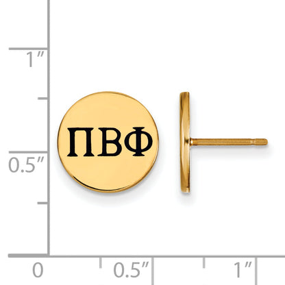 Gold Plated Sterling Silver Logoart Pi Beta Phi Sorority Greek Letters Black Enamel Post Earrings