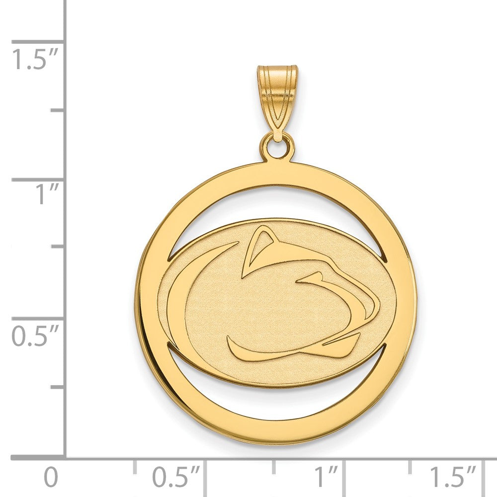 Gold Plated Sterling Silver Logoart Penn State University Lion Extra Large Circle Pendant