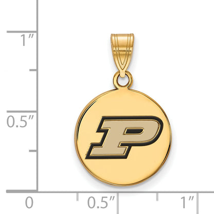 Gold Plated Sterling Silver Logoart Purdue University Letter P Medium Enameled Disc Pendant