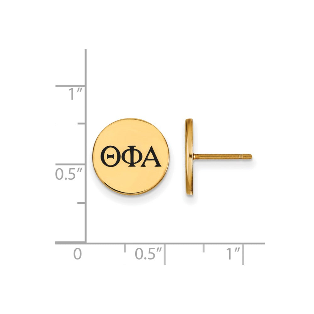 Gold Plated Sterling Silver Logoart Theta Phi Alpha Sorority Greek Letters Black Enamel Post Earrings