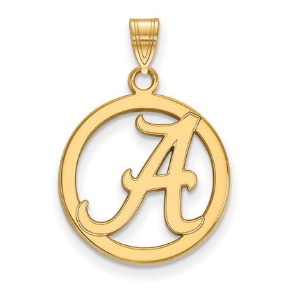 Gold Plated Sterling Silver Logoart University Of Alabama Medium Letter A Circle Pendant
