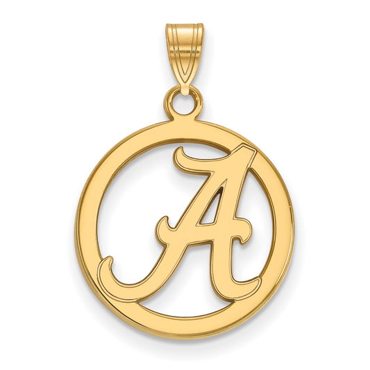 Gold Plated Sterling Silver Logoart University Of Alabama Medium Letter A Circle Pendant
