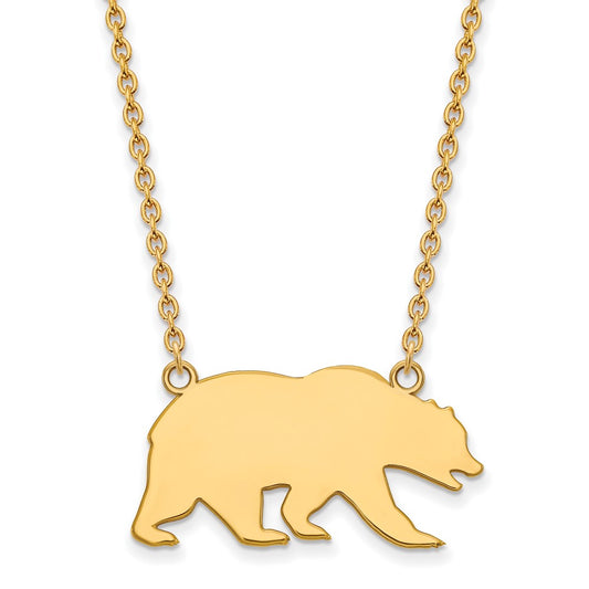 Gold Plated Sterling Silver Logoart University Of California Berkeley Bear Large Pendant 18 Inch Necklace