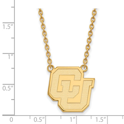 Gold Plated Sterling Silver Logoart University Of Colorado C U Large Pendant 18 Inch Necklace