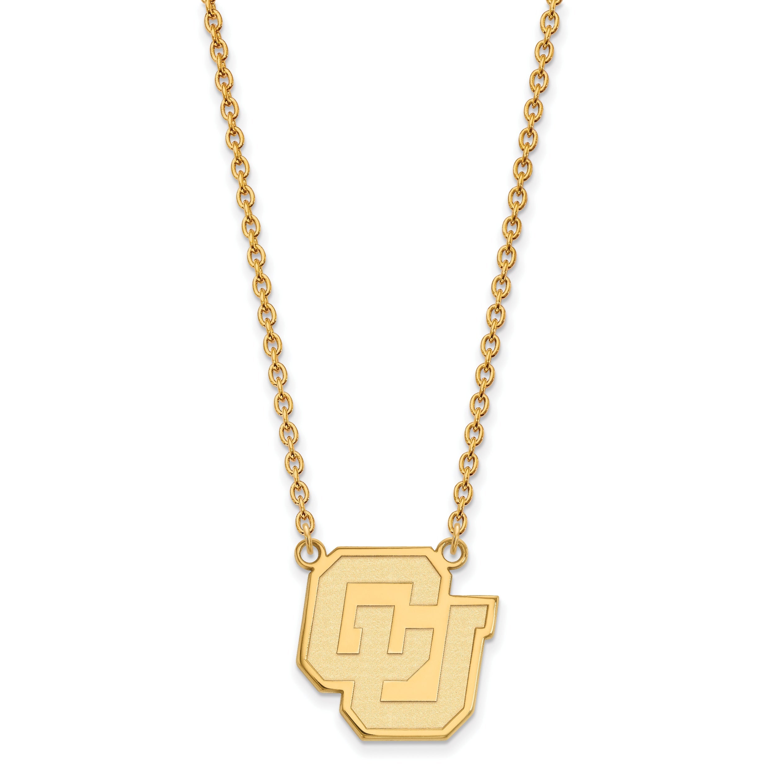 Gold Plated Sterling Silver Logoart University Of Colorado C U Large Pendant 18 Inch Necklace
