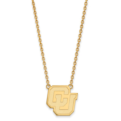 Gold Plated Sterling Silver Logoart University Of Colorado C U Large Pendant 18 Inch Necklace