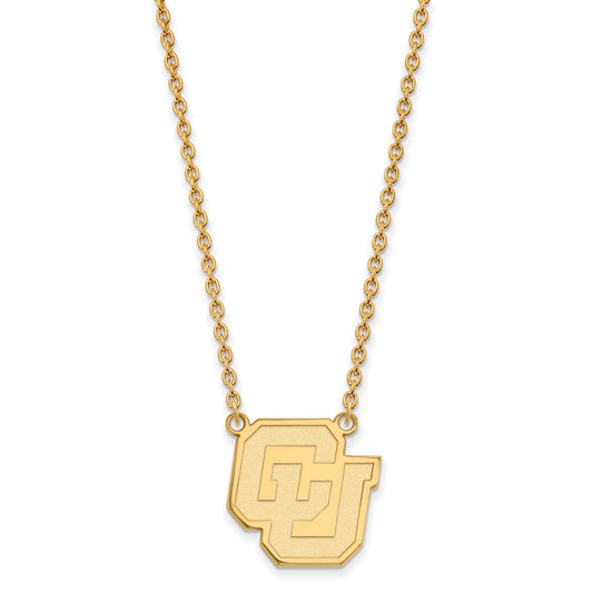Gold Plated Sterling Silver Logoart University Of Colorado C U Large Pendant 18 Inch Necklace