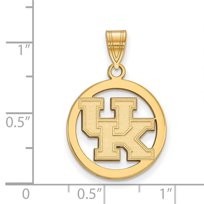 Gold Plated Sterling Silver Logoart University Of Kentucky U K Small Circle Pendant