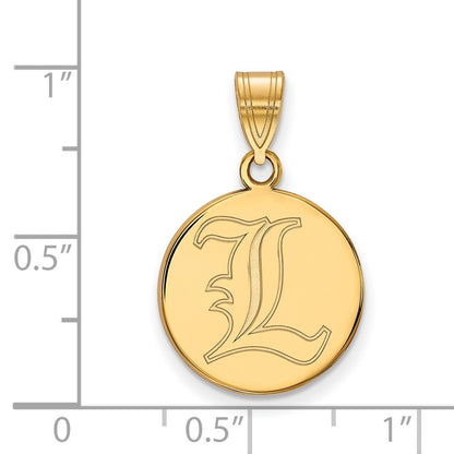 10K Yellow Gold Logoart University Of Louisville Letter L Medium Disc Pendant