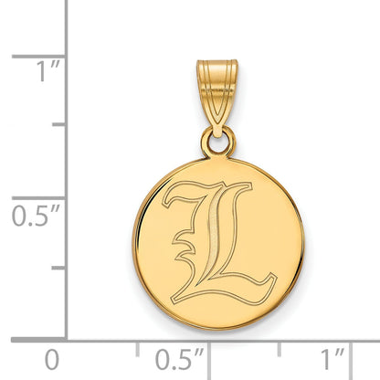 14K Yellow Gold Logoart University Of Louisville Letter L Medium Disc Pendant