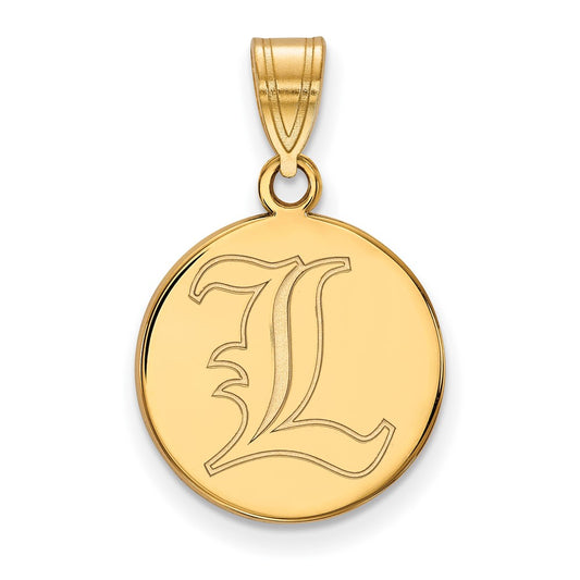 10K Yellow Gold Logoart University Of Louisville Letter L Medium Disc Pendant