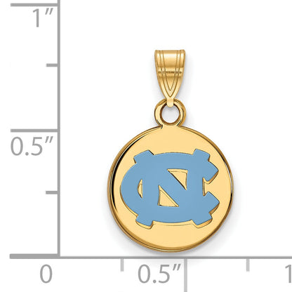 Gold Plated Sterling Silver Logoart University Of North Carolina N C Small Enameled Disc Pendant