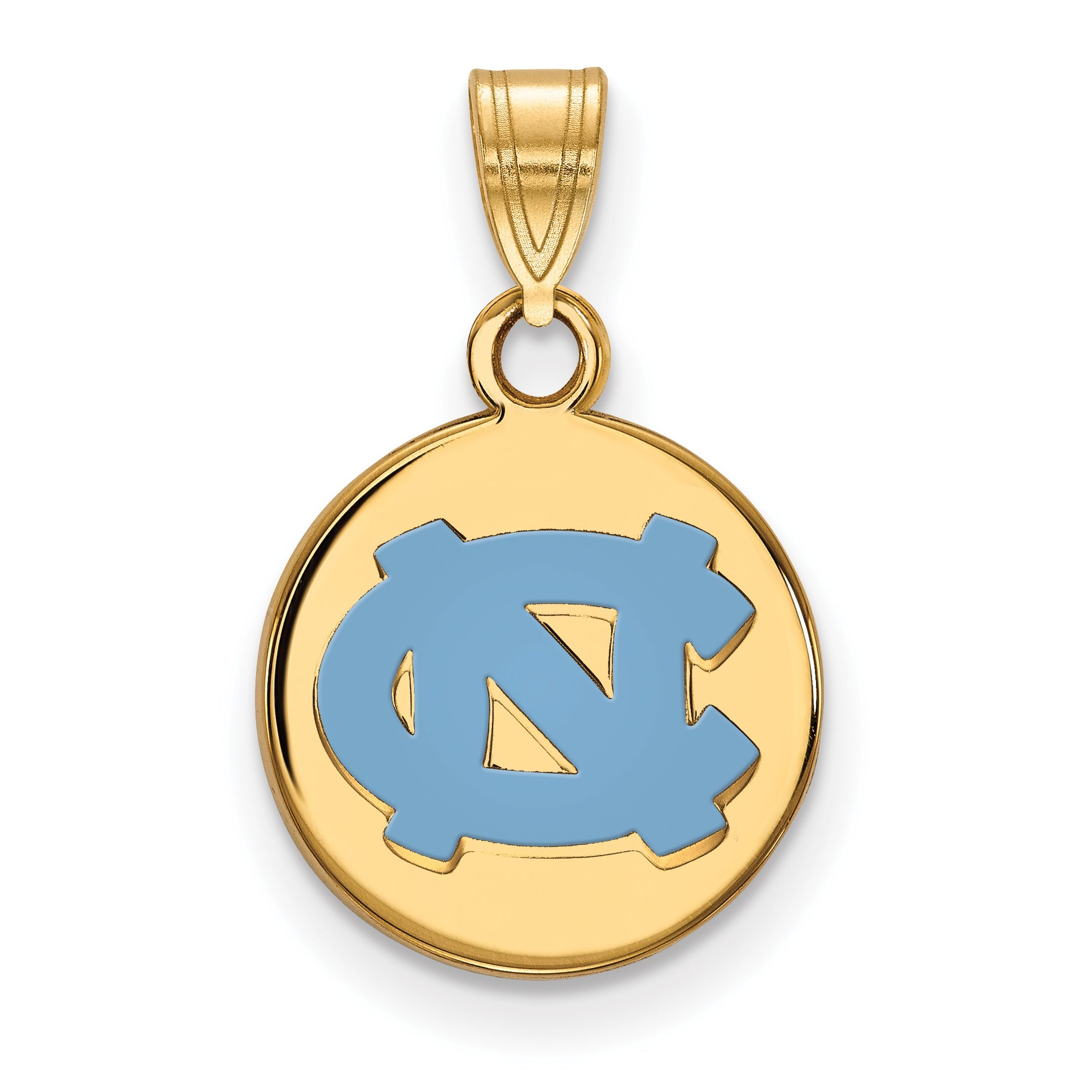 Gold Plated Sterling Silver Logoart University Of North Carolina N C Small Enameled Disc Pendant