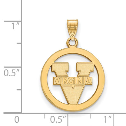 Gold Plated Sterling Silver Logoart University Of Virginia Small Circle Pendant