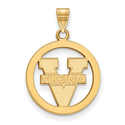 Gold Plated Sterling Silver Logoart University Of Virginia Small Circle Pendant