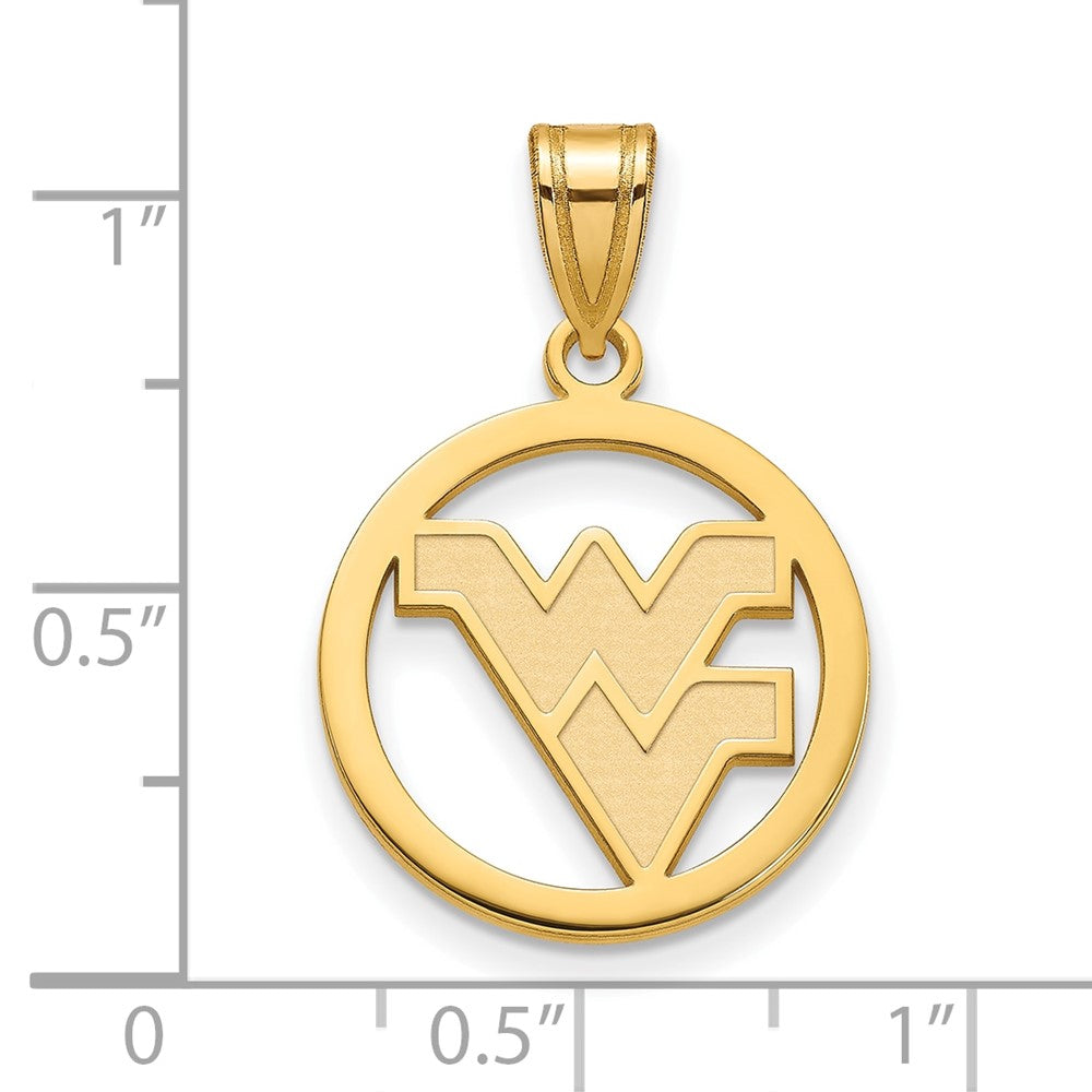 Gold Plated Sterling Silver Logoart West Virginia University W V Medium Circle Pendant