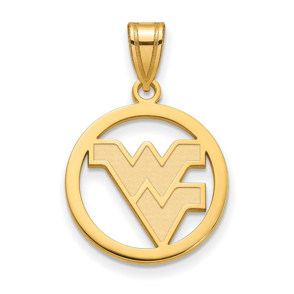 Gold Plated Sterling Silver Logoart West Virginia University W V Medium Circle Pendant