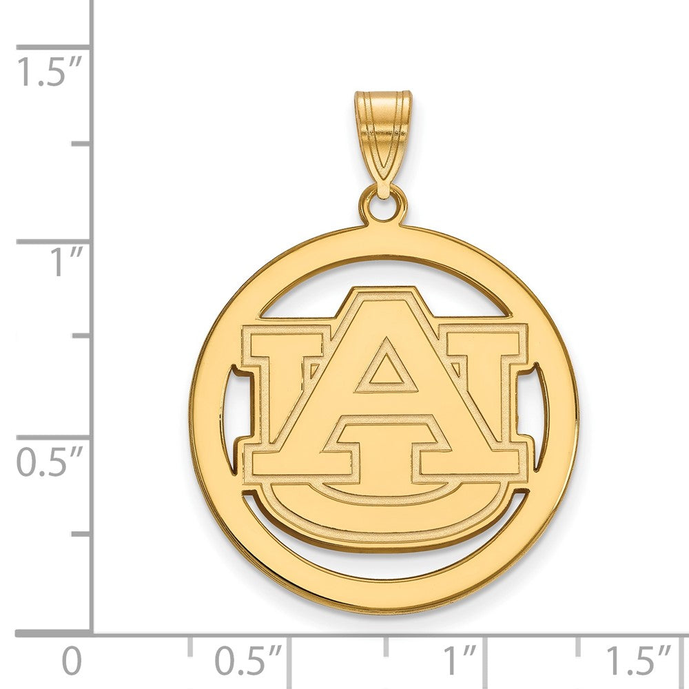Gold Plated Sterling Silver Logoart Auburn University Extra Large Circle Pendant