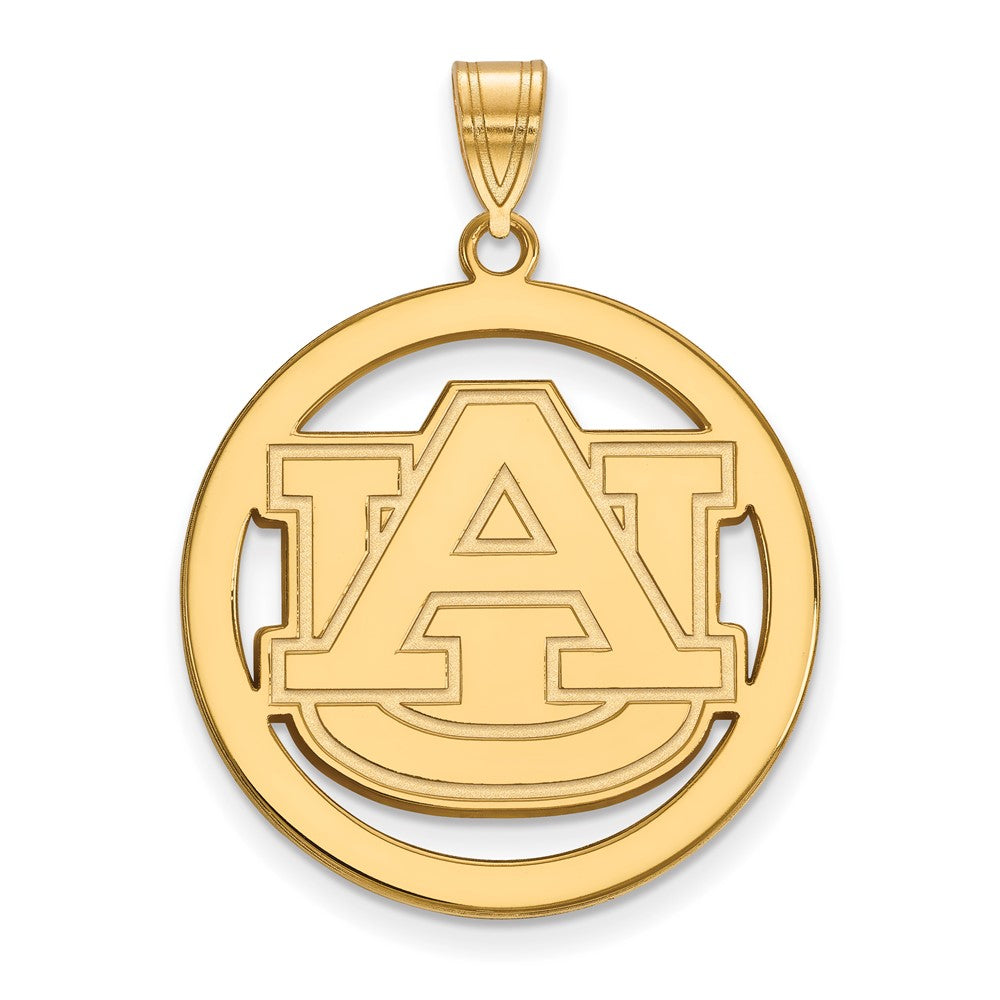 Gold Plated Sterling Silver Logoart Auburn University Extra Large Circle Pendant