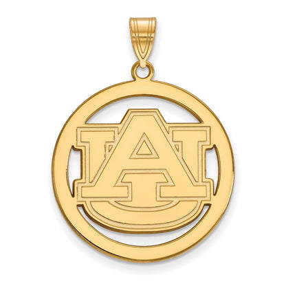 Gold Plated Sterling Silver Logoart Auburn University Extra Large Circle Pendant