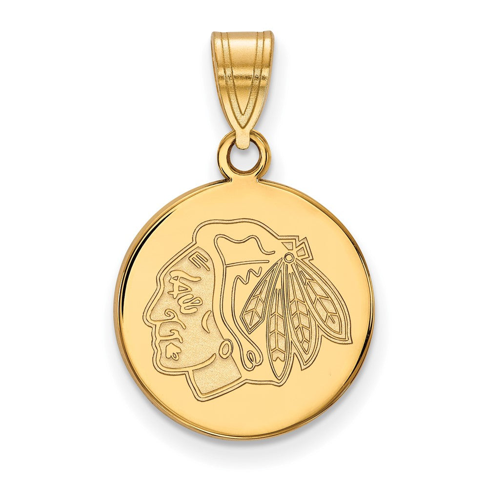 14K Yellow Gold Nhl Logoart Chicago Blackhawks Medium Disc Pendant