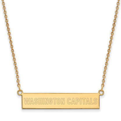 Gold Plated Sterling Silver Nhl Logoart Washington Capitals Small Bar 18 Inch Necklace