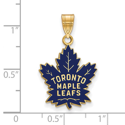 Gold Plated Sterling Silver Nhl Logoart Toronto Maple Leafs Large Enameled Pendant