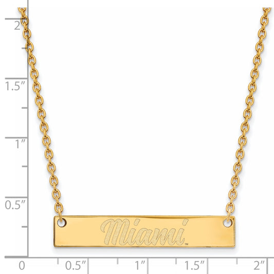 14K Yellow Gold Logoart Miami University Ohio Small Bar 18 Inch Necklace