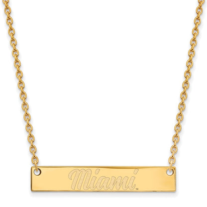 10K Yellow Gold Logoart Miami University Ohio Small Bar 18 Inch Necklace