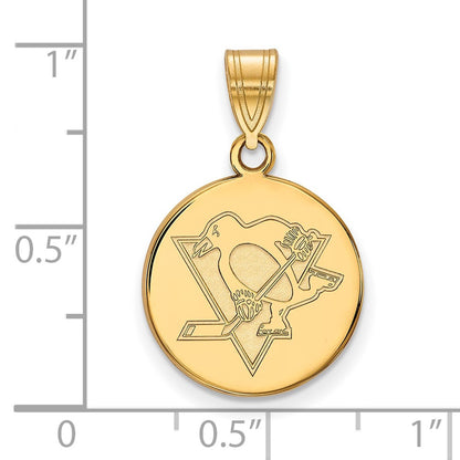 Gold Plated Sterling Silver Nhl Logoart Pittsburgh Penguins Medium Disc Pendant
