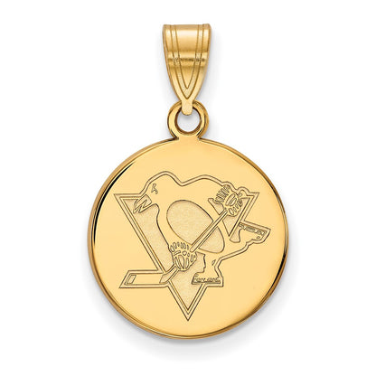 Gold Plated Sterling Silver Nhl Logoart Pittsburgh Penguins Medium Disc Pendant