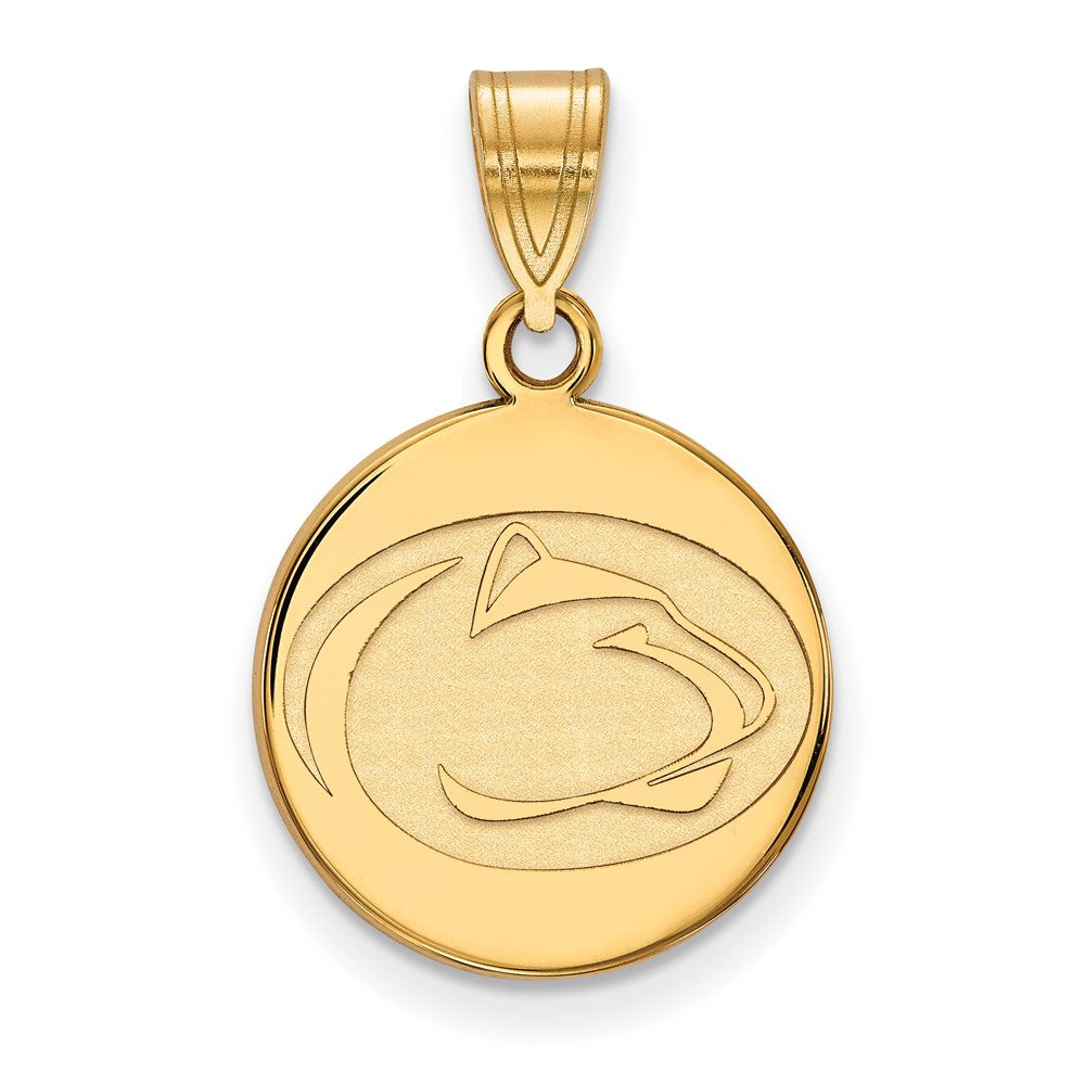 14K Yellow Gold Logoart Penn State University Lion Medium Disc Pendant