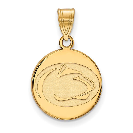 Gold Plated Sterling Silver Logoart Penn State University Lion Medium Disc Pendant