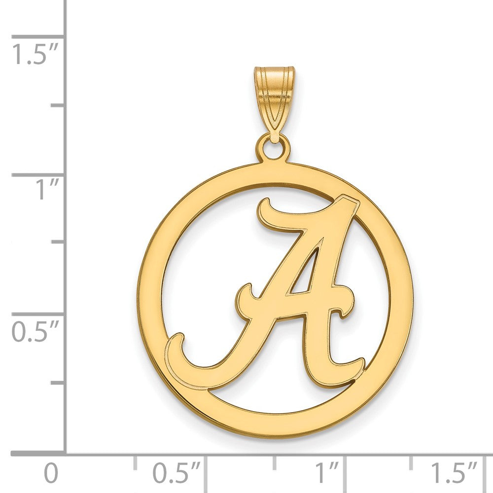 Gold Plated Sterling Silver Logoart University Of Alabama Extra Large Letter A Circle Pendant