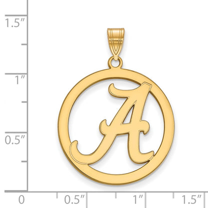 Gold Plated Sterling Silver Logoart University Of Alabama Extra Large Letter A Circle Pendant