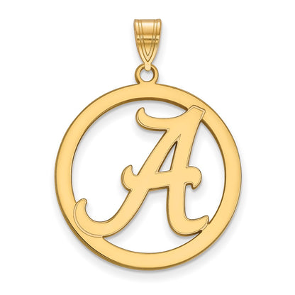 Gold Plated Sterling Silver Logoart University Of Alabama Extra Large Letter A Circle Pendant